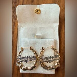 Personalized Bamboo Hoops for women (Stainless Steel) NWOT